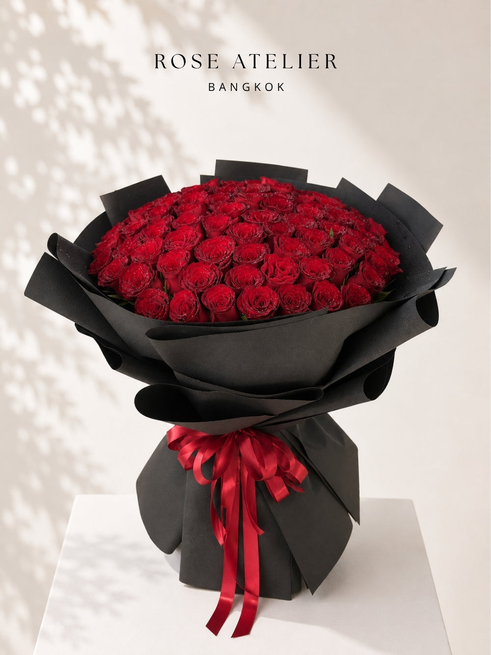 Fresh Red Rose Bouquet (99 Stems) — Black Edition