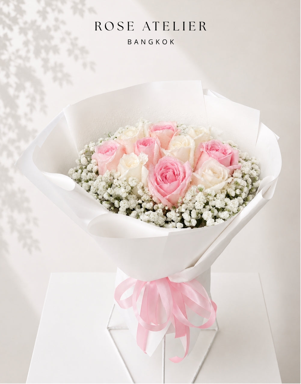 Pink & White Rose Bouquet (10 Stems)